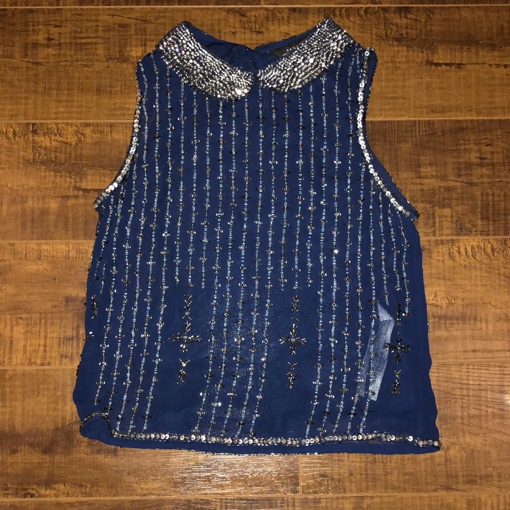 Navy beaded Zara top